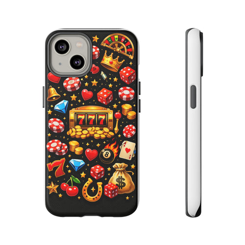 Casino Icons Phone Case — Slot Machine & Poker Chips Pattern